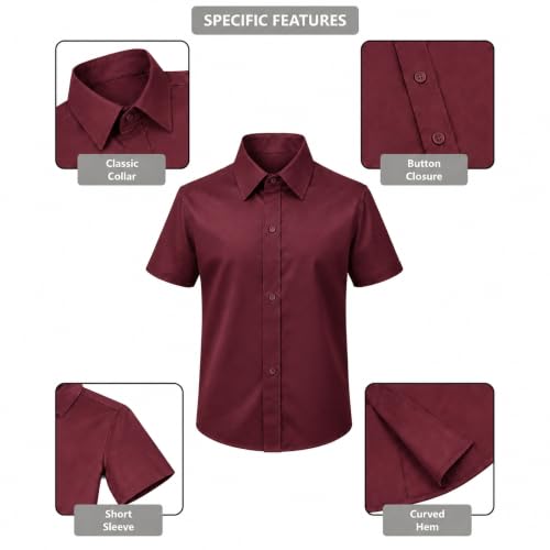 Image of Lilax Boys Classic Short Sleeve Button Down Casual Solid Dress Shirt
