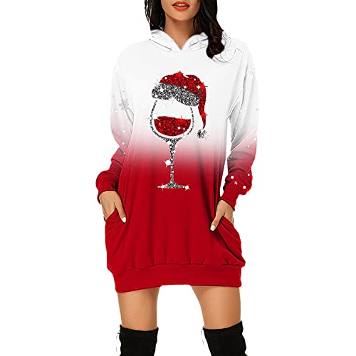 BOTCAM Christmas Hoodie Dress Women's Christmas Jumper Christmas Dresses Hoodie Christmas Jumper Women's Reindeer Print Hoodie Dress Mini Dress with Hood Long Christmas Dress with Pockets, Red 2, XL BOTCAM Christmas Hoodie Dress Women's Christmas Jumper Christmas Dresses Hoodie Christmas Jumper Women's Reindeer Print Hoodie Dress Mini Dress with Hood Long Christmas Dress with Pockets, Red 2, XL