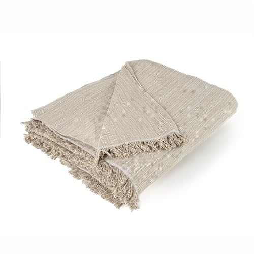 Pure Confort - Colcha Multiusos Modelo Bruma, Plaid para Sofá o Cama, Cubresofá, Cubrecama (Lino, 140x190)