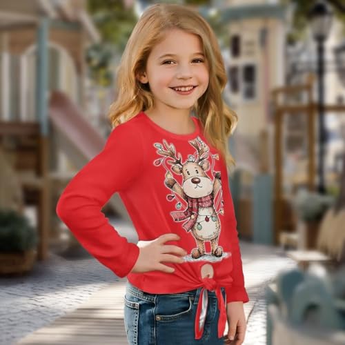 Girl Blouses with Tie Hem Fall Casual Tops Kid Fit Long Sleeve Shirts Spring Dress Clothes Cozy Size 5-12 Years Old3