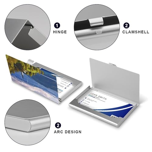 Slim Metal Business Card Holder - Slovenia Landscape Aluminum Alloy Card Case with Buckle Closure, Holds 20 Cards & Cash, Professional Credit Card Size ID Holder for Men Women Gift4