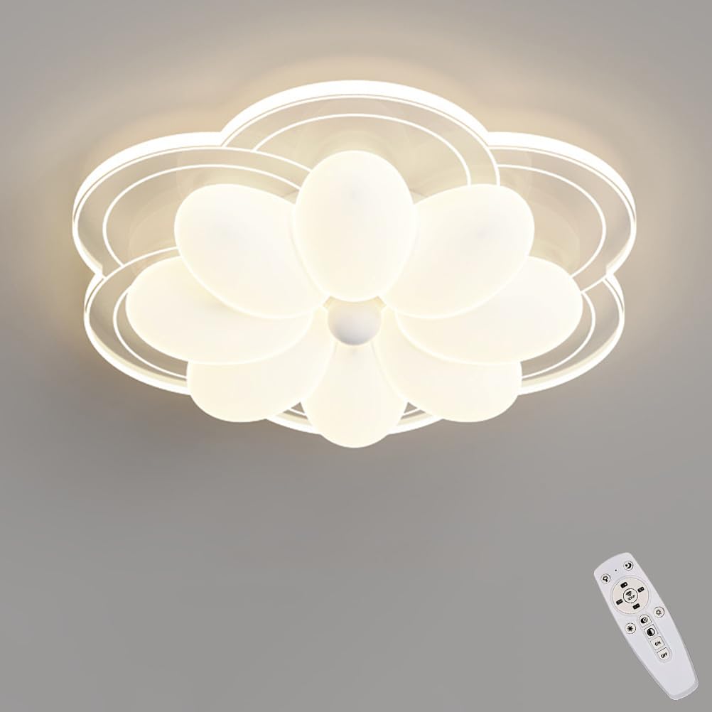 AoLa LED Ceiling Light for Children's Room Dimmable with Remote Control Flower Design Modern 3000K-6000K Creative Floral Design with Acrylic Lampshade Decorative Lamp, (30cm)