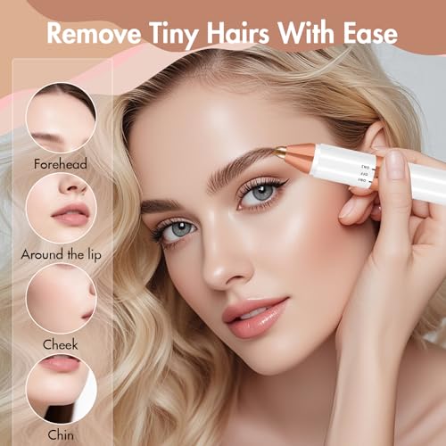 Image of Acavado 2-in-1 Dual Head Eyebrow Trimmer & Flawless Facial Hair Removal for Women, Painless & Gentle Facial Hair Remover for Brows, Chin, Upper Lip, Cheeks, Type-C Charging for Women, White AU3