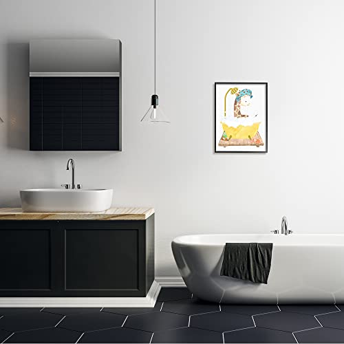 Image of 'Children's Giraffe Animal Bubble Bath Yellow'| Framed Giclee Art | Stupell Industries | Black, 16 x 20 Inches, Easy to Hang and Sturdy, Made in USA, by Erica Billups
