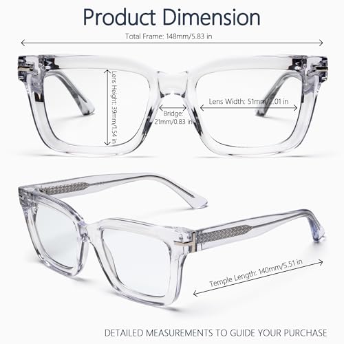Image of Blue Light Blocking Glasses for Women Men, Square Thick Frame Anti Eyestrain & UV Glare JF6218