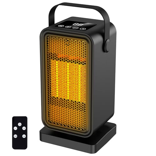 Chauffage Soufflant Economie d'énergie Silencieux, Portatif Radiateur Soufflant Électrique, avec Télécommande, 2 Modes, 12H Minuterie, PTC Céramique Chauffage d'appoint pour Bureau, Chambre, Salon