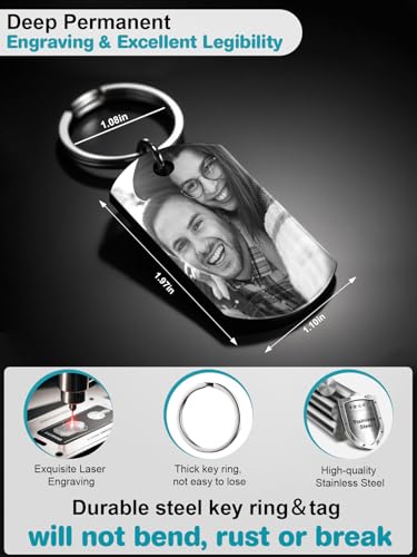BEXOA EDC Custom Keychain with Picture - Personalized Photo LOGO Text Customized Key Chain for Boyfriend Dad Men Gifts