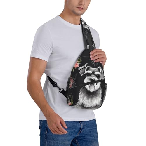 Mochila bandolera schnauzer negra unisex miniatura 7