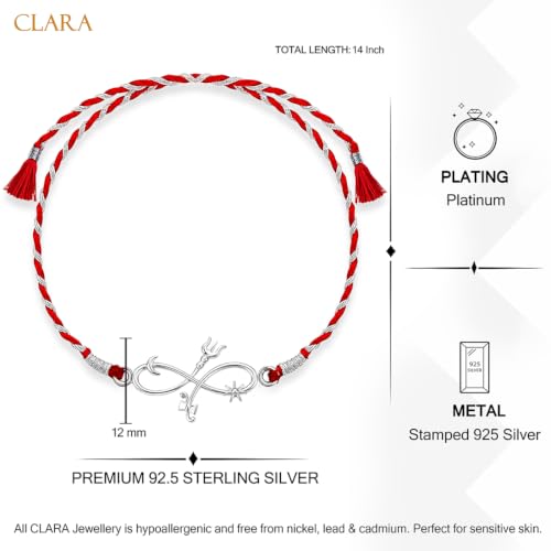 Image of Clara 925 Sterling Silver Rakhi with Roli Chawal for Bhai | Gift for Brother on Rakshabandhan | Men & Boy Bracelet