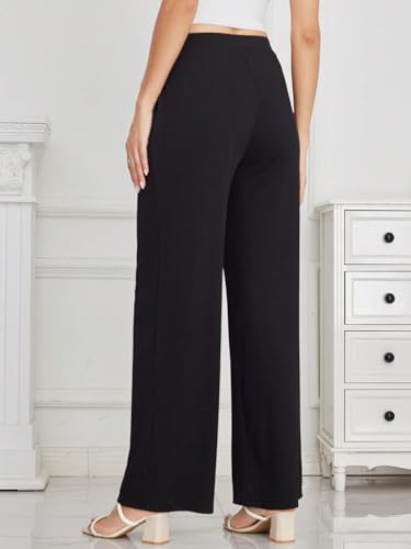 Women's Plus Size Wide Leg Palazzo Pants Elastic Waist Loose Trousers2