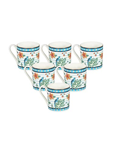 Image of India Circus Premium - Fine Ceramic - 22k Liquid Gold Coffee Mug Set of 6 - White, (IC CM6 Melon LE04), Tea Cup Set of 6, Mugs for Coffee, Cups Set of 6, Mug Set, Perfect for Home and Office