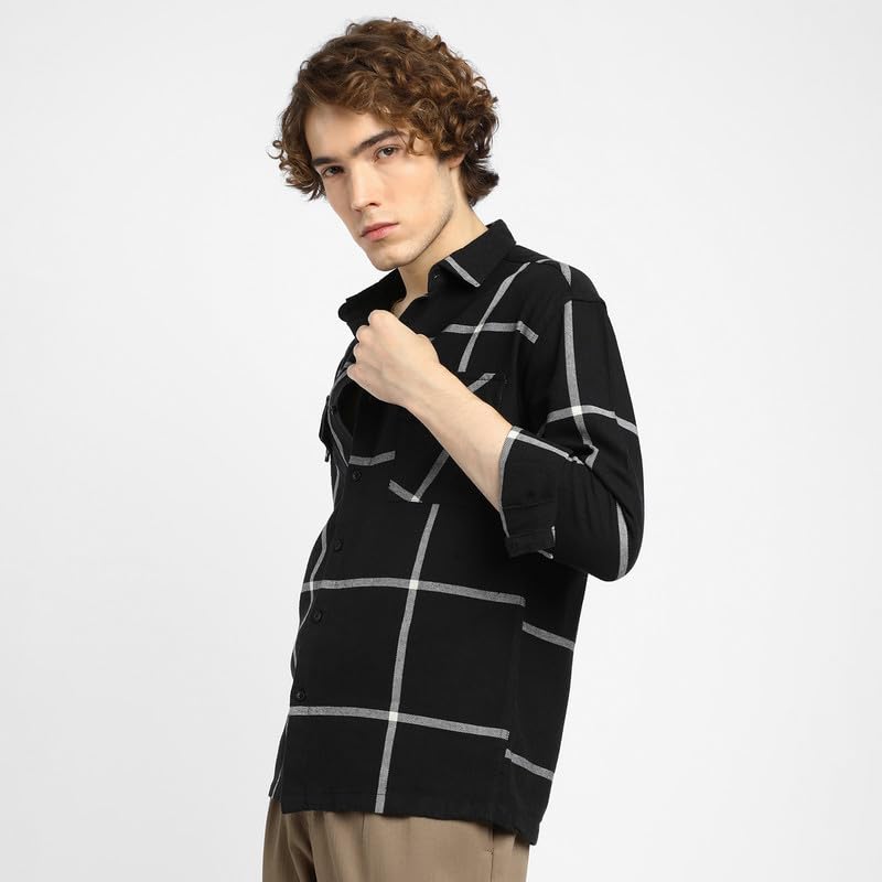Image of CAHOOT Men's Shacket for Casual Wear | Spread Collar | Long Sleeve | Button Closure | Overshirt /Shacket Crafted with Comfort Fit for Everyday Wear