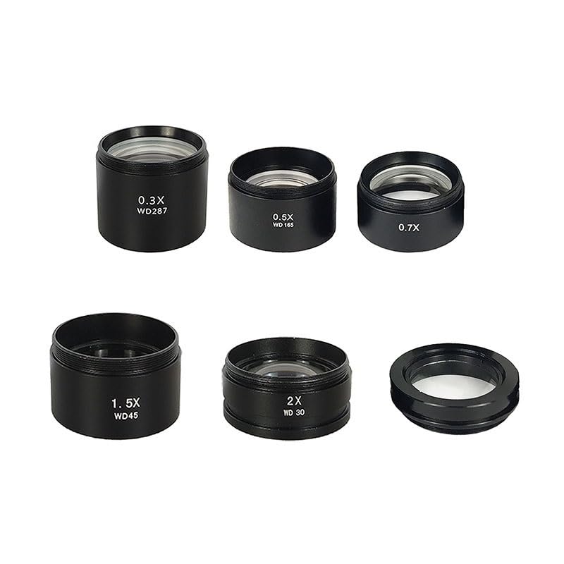 Kamera mikroskopowa, 0,5X 2X,7X pomocniczy szklany obiektyw dla przemysłu cyfrowy wideo stereofoniczny aparat z mikroskopem obiektywu gwint montażowy(6pcs set)