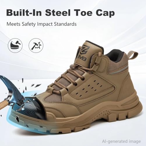 Image of Steel Toe Boots for Men Women Comfortable Lightweight Work Boots for Men Industrial Construction Boot Non Slip Work Shoes