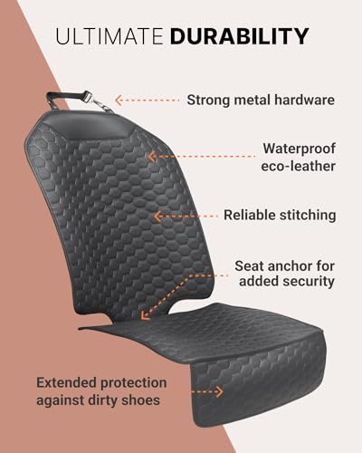 Image of Owleys Set Seat Back Organizer & Car Seat Protector Hexy Waterproof & Non-Slip Protector for Child Car Cushion for Leather and Fabric Seats (Black)