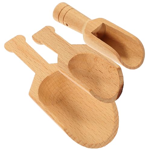 KICHOUSE 3Pcs Wooden Scoops for Bath Salt Tea and Powder Compact Japanese Style Spoons for Easy Measuring and Storage for Fertilizer and Seasoning Use