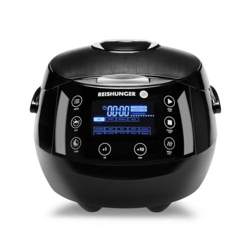 REISHUNGER Cuiseur à riz et cuiseur vapeur numérique – 1,5 L – noir