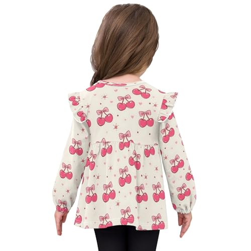 Bows Cherry Cute Girls Shirts Cotton Long Sleeve Ruffle Toddler Tee Tops4