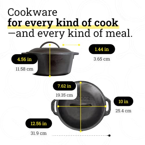Image of Lodge Cast Iron Set - 4-Piece Set - Pre-Seasoned Kitchen Set - Skillet, Griddle & Dutch Oven Included - PFAS-Free Non-Toxic Cookware