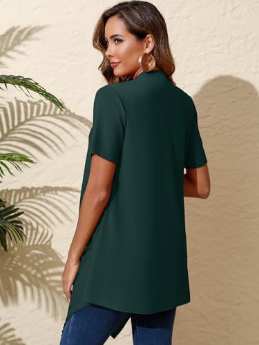 Image of Women's Lightweight Open Front Cardigans Short Sleeve Casual Soft Sheer Cardigan S-2XL with Pockets