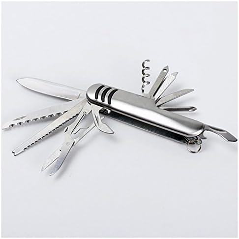 Multi Function Pocket Tools Chest Knife Stainless Steel with 11 features: knife, saw, double jagged, scissors, bottle opener, can opener, the screwdriver, file, the threading, scissors, red wine drill