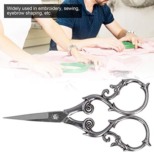 Vintage European Style Sewing Scissors Flower Plum Blossom Scissors Embroidery Stainless Steel Scissors for Tailor Craft Work(SILVER)