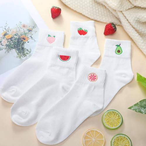 Image of Eurzom 10 Pairs Socks Womens Crew Elastic Ankle Length Cotton Socks Aesthetic Cute Lightweight Low Cut Gifts for Women