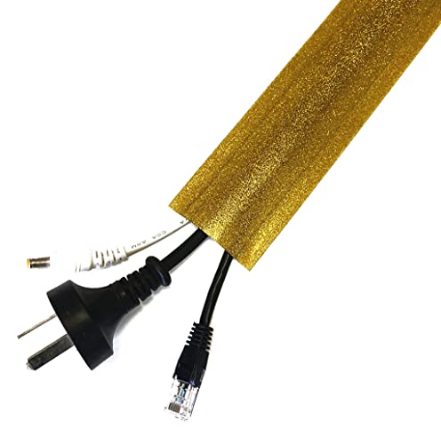 Protector de cables KRILLIQ cubre cables autoadhesivo para piso, color dorado brillante miniatura 1