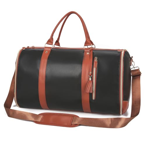 Luux Travel Bag, Luux Bags Travel Duffel Bag, 2025 New 2 in 1 Garment Duffle Bags for Travel, Large Waterproof Duffle Bag for Travel with Shoe Pouch and Removable Shoulder Strap (Brown)