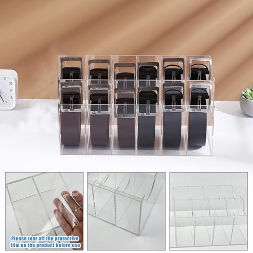 YEXEXINM Gürtel Aufbewahrung, 12 Fächer Gürtelhalter für Herren, Acryl Gürtel Organizer Transparente Gürtel-Vitrine für Damen & Herren für Accessoires Krawatte Uhren