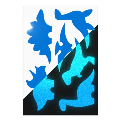 Reflective Decals Dinosaur Set - Dinosaur Safety Sticker Kit - Dinosaur Reflector Stickers - Seward Street Studios (Light Blue)