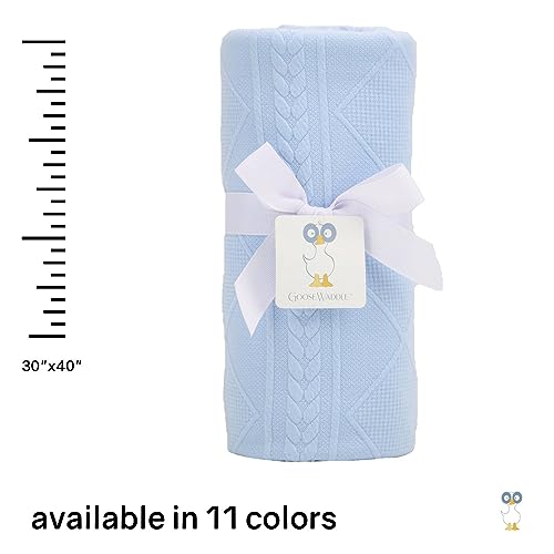 Image of GooseWaddle Luxury Knit Baby Blanket (30 inchx40 inch), Premium Comfort from Ultra Soft Fabrics That Get Softer with Use, Perfect for Any Infant Nursery, Boy or Girl, Machine Washable (Blue)