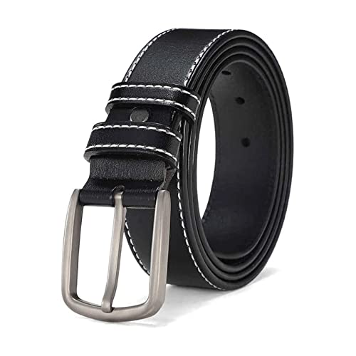 100% Genuine Leather Men's Casual Jeans Belt - Tooling Design With High-Grade Alloy Pin Buckle - Widened Strap