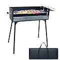 WHEELOJOY "Piano" Tool-Free Portable BBQ Charcoal Grill, 28" Large Cooking Grate, Adjustable Grilling Heat Design, Ultra-Slim Foldable Design w/Large Carrying Bag, 2-Section Adjustable Leg Height