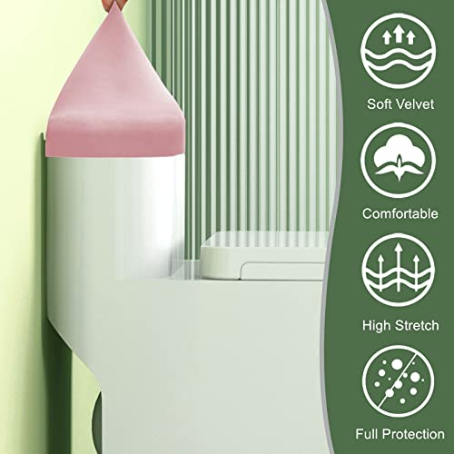 AZHCHKE Stretch Velvet Toilet Tank Lid Cover for Bathroom Super Soft Toilet Tank Cover Luxury Velvet Plush, with Elastic Bottom, Machine Wash, Pink - Thumbnail 2
