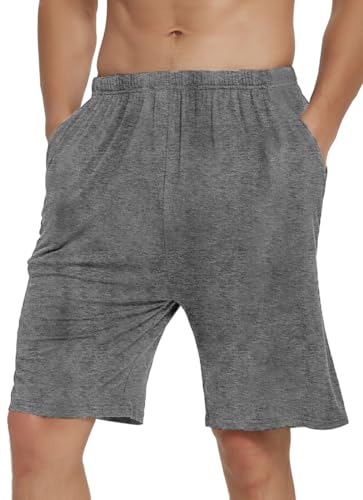 Image of JINSHI Men's Pajama Shorts Soft Comfortable Lightweight Elastic Drawstring Men Lounge Sleep Shorts with Pockets