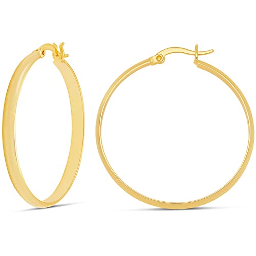 Image of Amazon Essentials 14K Gold or Sterling Silver Plated Polished Dome Hoop