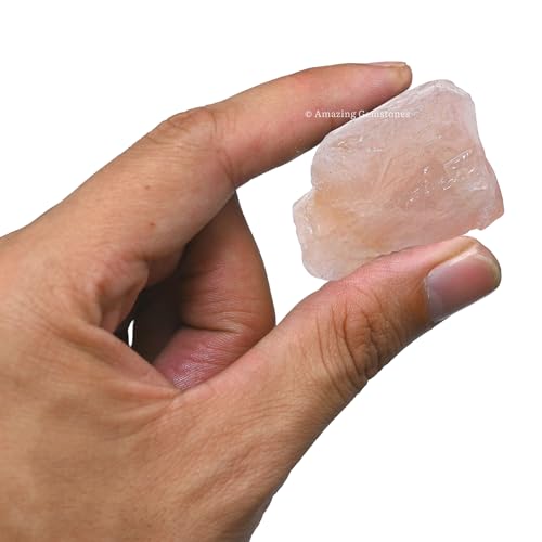 Image of Amazing Gemstone 2 Pieces Star Rose Quartz Raw Crystals and Healing Stones, Natural Rocks for Tumbling and DIY Raw Stones and Crystals