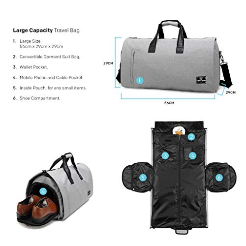 ComfyDegree Travel Garment Storage Bag, Carry on Convertible Multipurpose Duffel Bag, Breathable Suit Carrier Bag Organiser, Waterproof Overnight Luggage for Men/Women Weekend Flight Travel Organiser