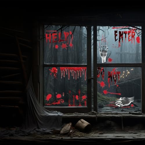 Halloween Decorations Bloody Handprint Halloween clings