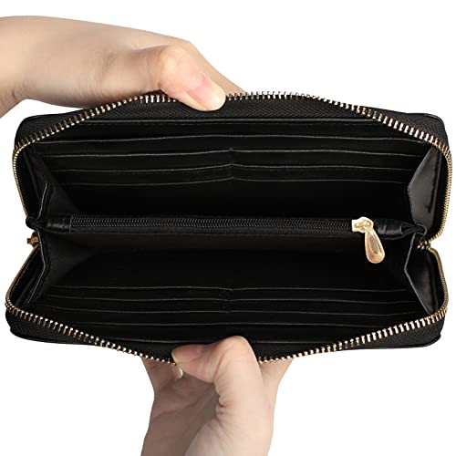 TropicalLife Wallets For Women Giraffe Texture Pattern Gold Zip Around Credit Card Holder Organizer Long Wallet Large Capacity Lightweight Ladies Purse 6