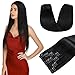 s-noilite 10"-22" Thick Double Weft 130-160g Grade 7A 100% Clip in Remy Human Hair Extensions Full Head 8 Piece (20"-150g #1 Jet Black)