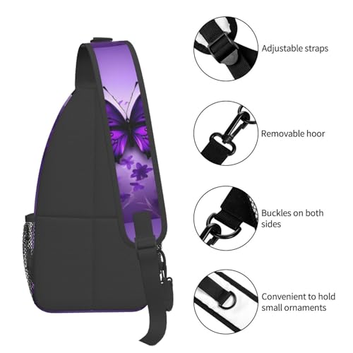 Mochila bandolera negra con estampado de mariposas miniatura 5