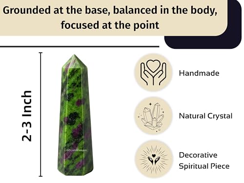 Image of Certified Ruby Zoisite Crystal Tower Obelisk Point For Chakra, Healing And Balancing - Aaa Grade Original Certified Gemstone Agate For Reiki Meditation Yoga Spiritual (2-3 Inches)