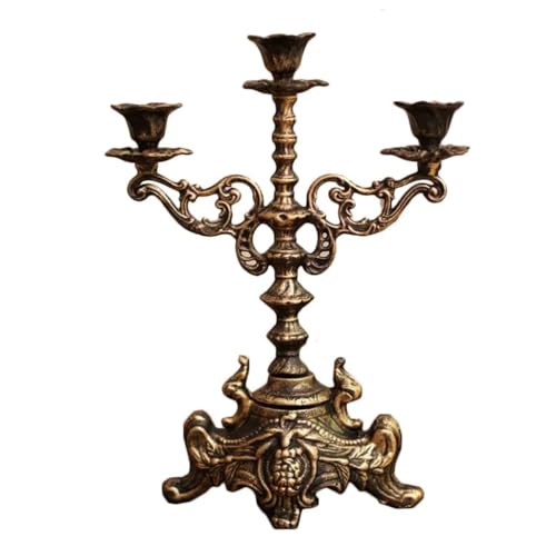 Kandelaber, 3-Armiger Kandelaber, Gusseisen-Kerzenständer, dekorative Kerzenhalter, antiker Kerzenständer für Heimdekoration(23.5x10.5x33.5cm)