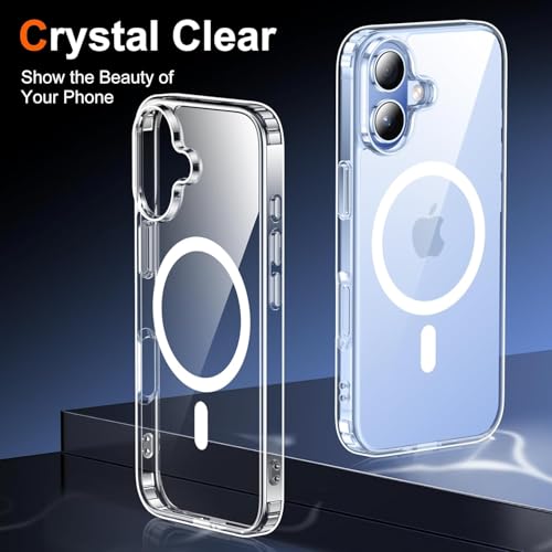 Image of for iPhone 17 Case Clear with Screen Protector, Compatible with Magsafe, Anti-Yellowing, Military-Grade Protection, Shockproof Slim Magnetic Phone Case Cover, Transparent
