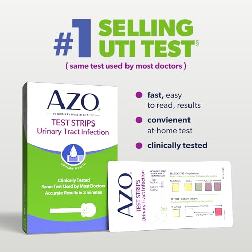 azo urinary tract infection uti test strips accurate results in 2 minutes clinically tested easy to read results clean grip handle 1 most trusted brand 3 count
