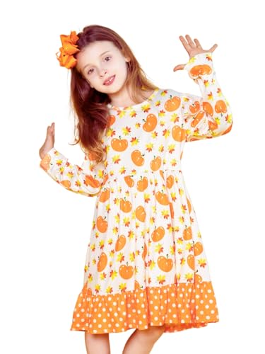 Girl Fall Long Sleeve Dress Christmas Red Rainbow Twirly Skater Midi Party Dress