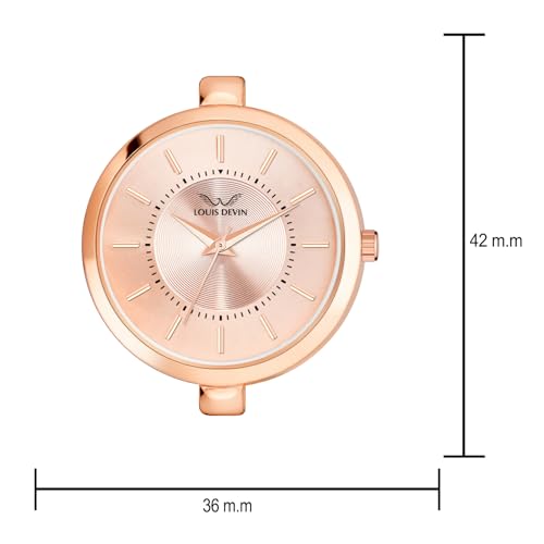 Image of LOUIS DEVIN Rose Gold Plated Metal Chain Analog Wrist Watch for Women (Rose Gold /Brown /Green Dial) | LD-ZL511