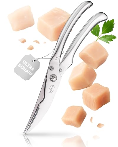 RÖSLE COZY Geflügelschere Edelstahl – Profi Küchenschere & Haushaltsschere mit Einhandverriegelung, Wellenschliff &...